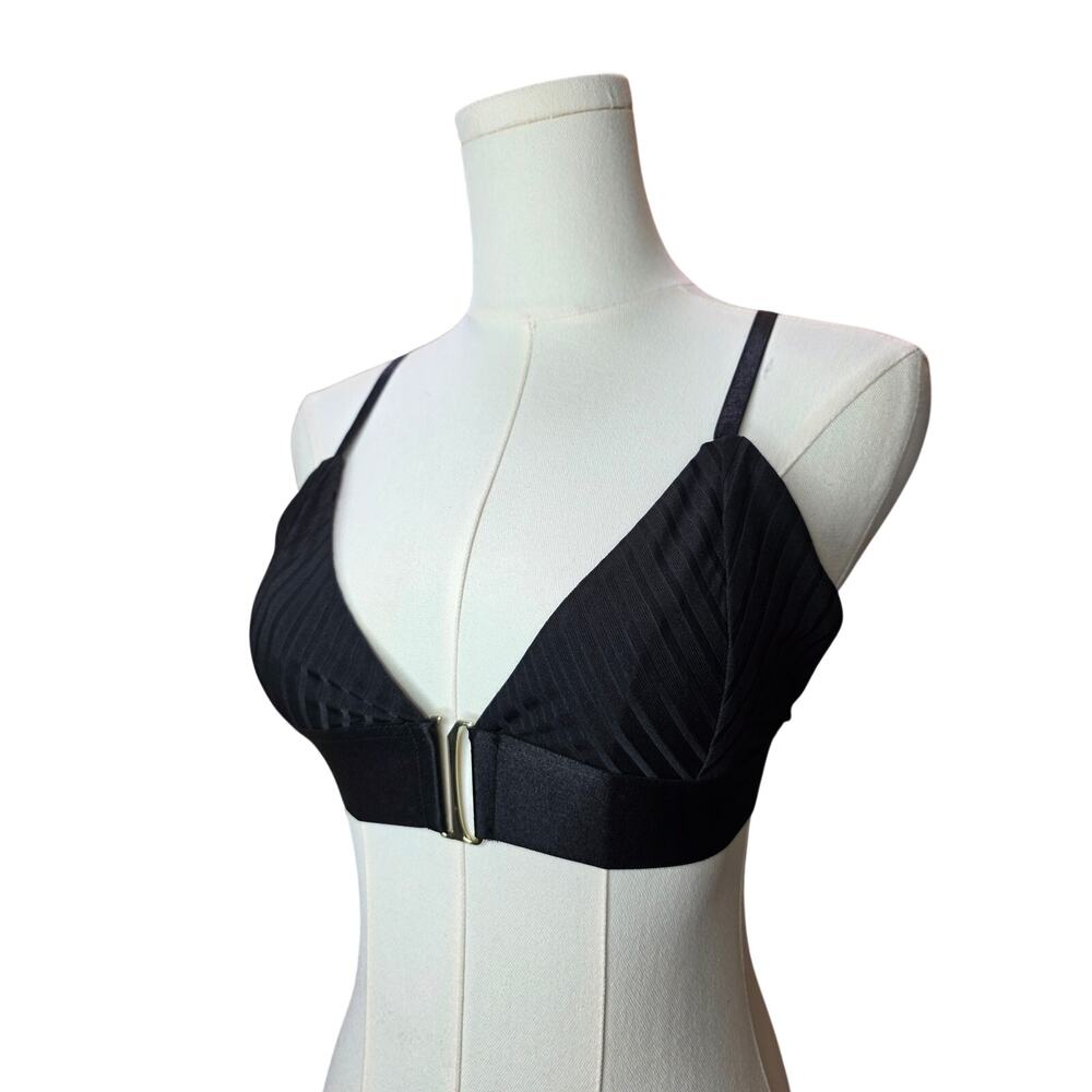 NWT MIND CODE Hook-up Black Rib Elastic Band Bralette